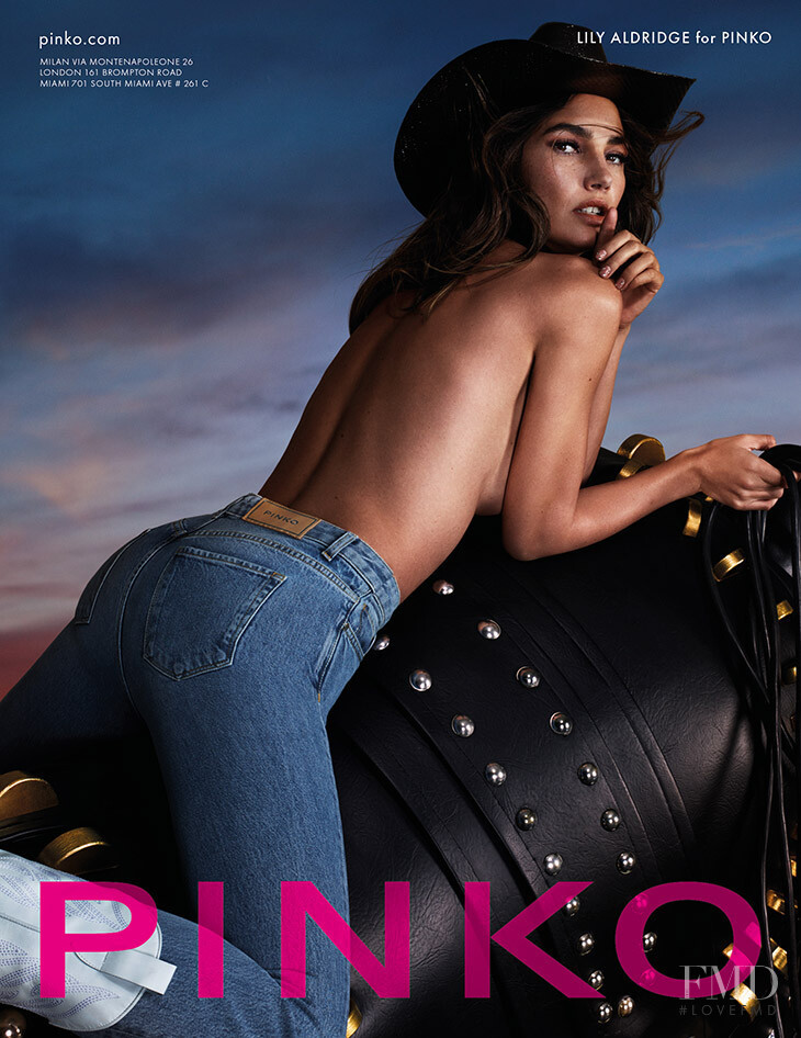 Lily Aldridge featured in  the Pinko advertisement for Spring/Summer 2020