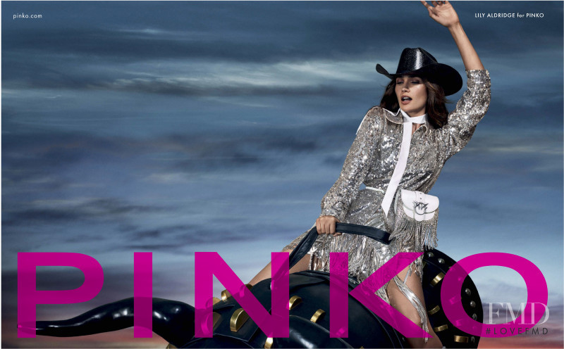 Lily Aldridge featured in  the Pinko advertisement for Spring/Summer 2020