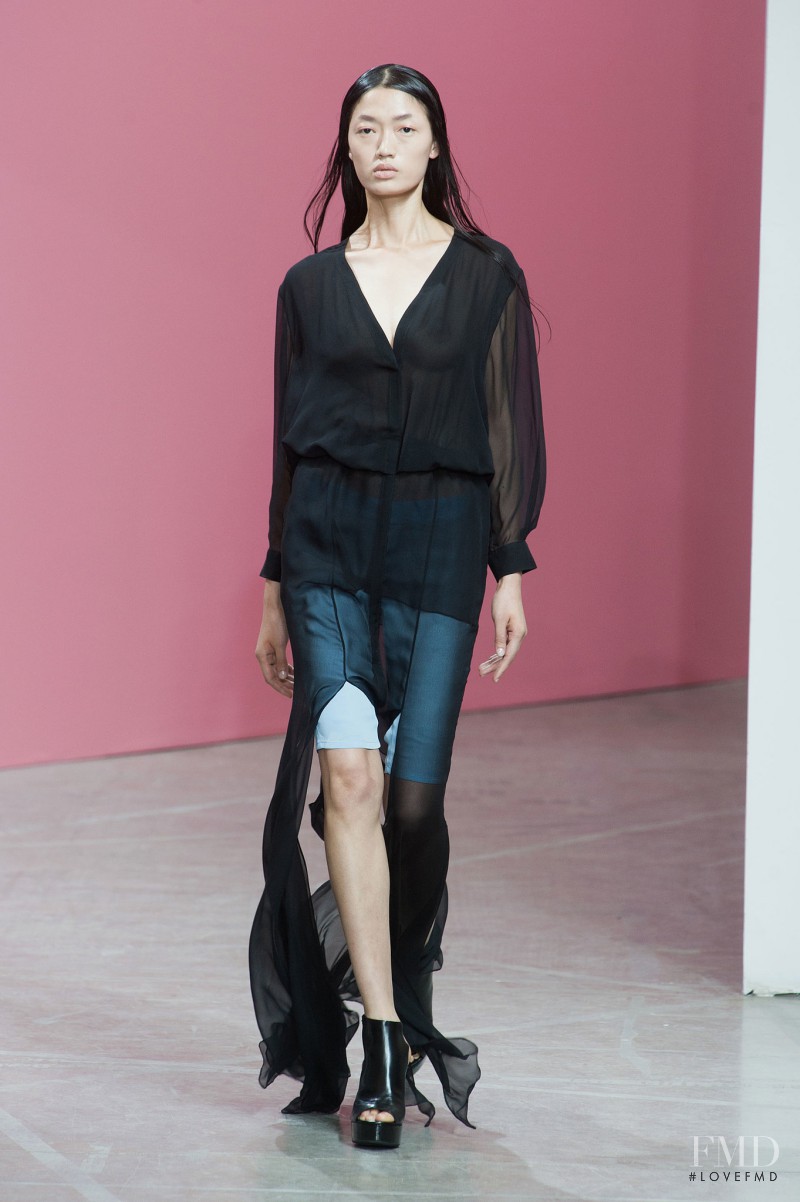 Qi Wen featured in  the Olivier Theyskens fashion show for Spring/Summer 2014