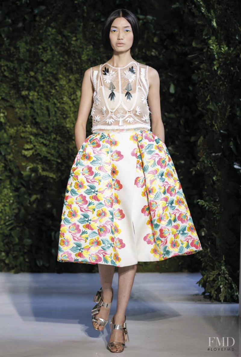 Qi Wen featured in  the Delpozo fashion show for Spring/Summer 2014