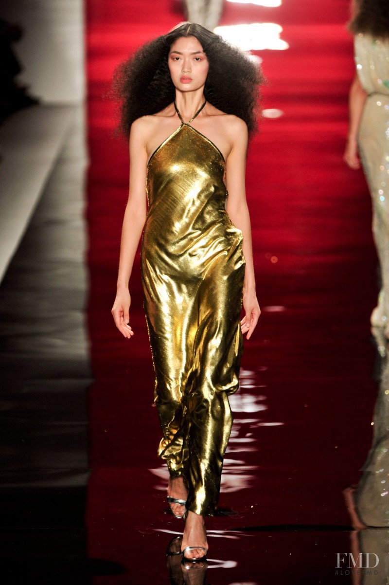 Qi Wen featured in  the Reem Acra fashion show for Spring/Summer 2014