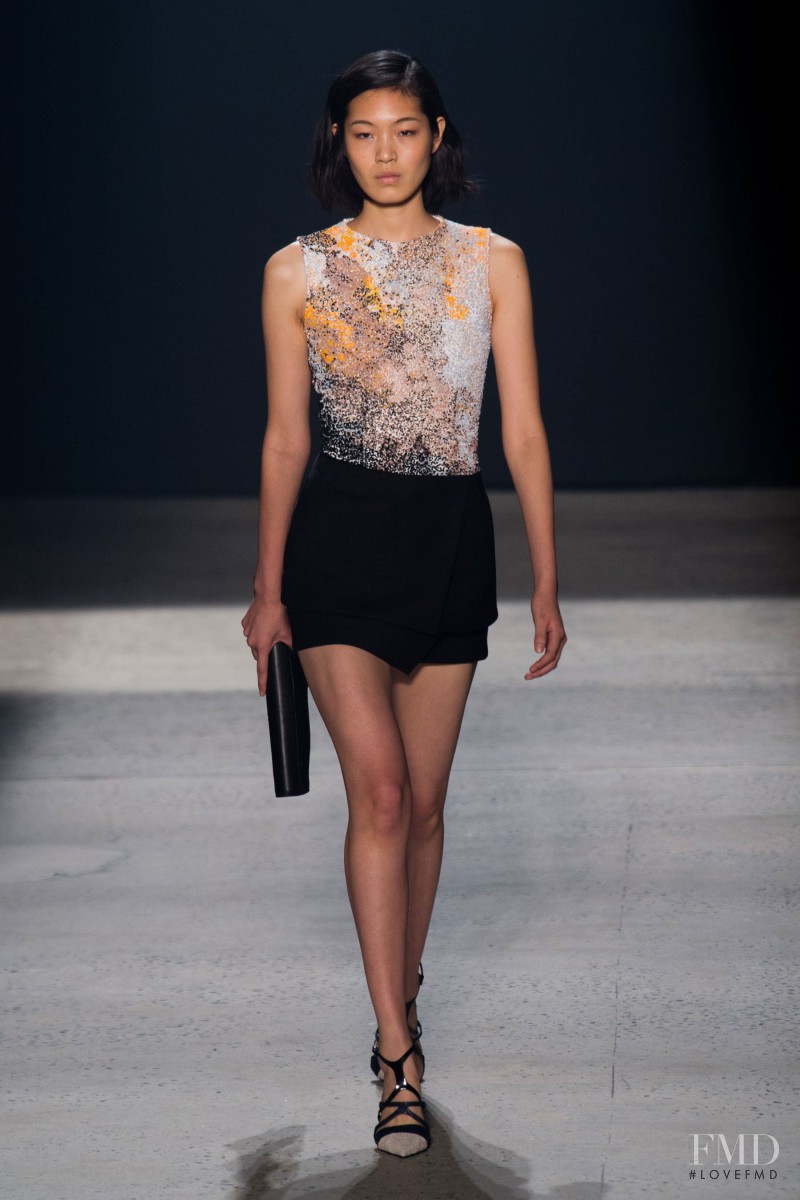 Chiharu Okunugi featured in  the Narciso Rodriguez fashion show for Spring/Summer 2014