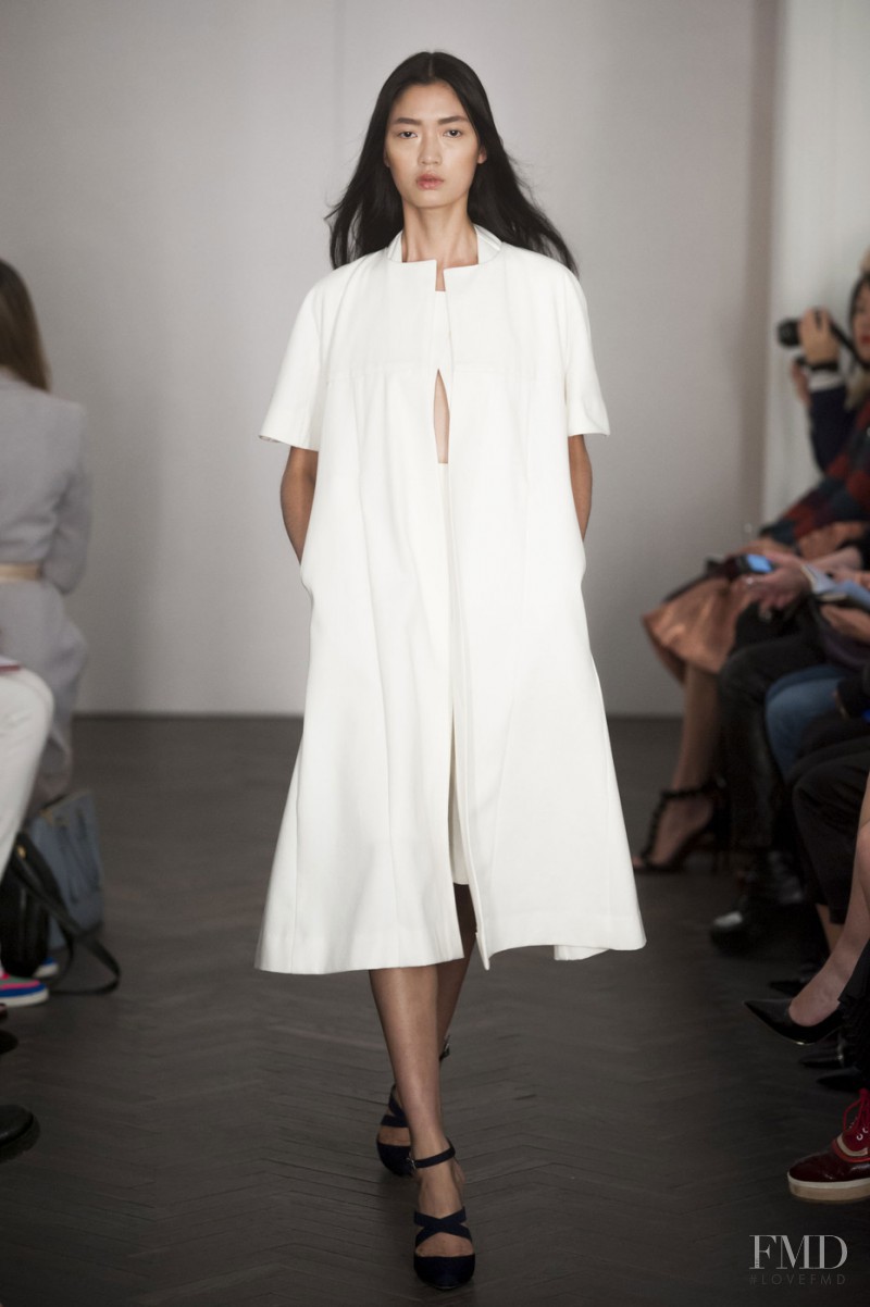 Qi Wen featured in  the Emilia Wickstead fashion show for Spring/Summer 2014