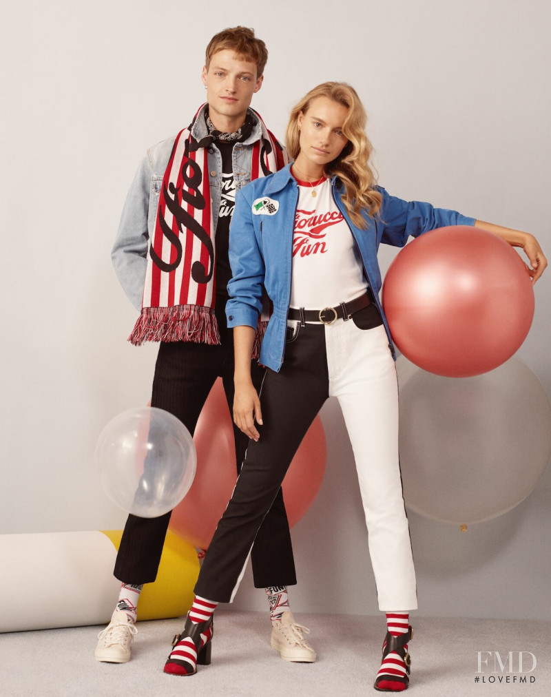 Maya Stepper featured in  the Fiorucci x Fun Socks advertisement for Spring/Summer 2019