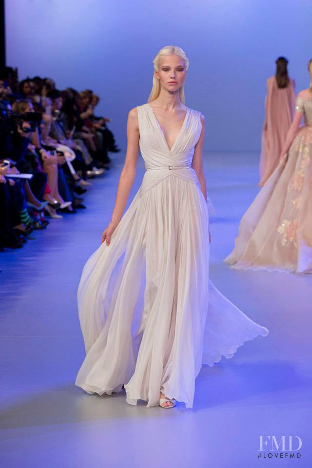 Sasha Luss featured in  the Elie Saab Couture fashion show for Spring/Summer 2014