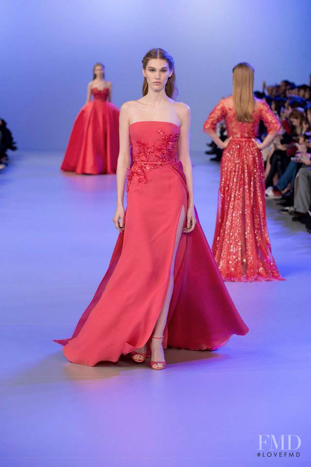 Irina Nikolaeva featured in  the Elie Saab Couture fashion show for Spring/Summer 2014