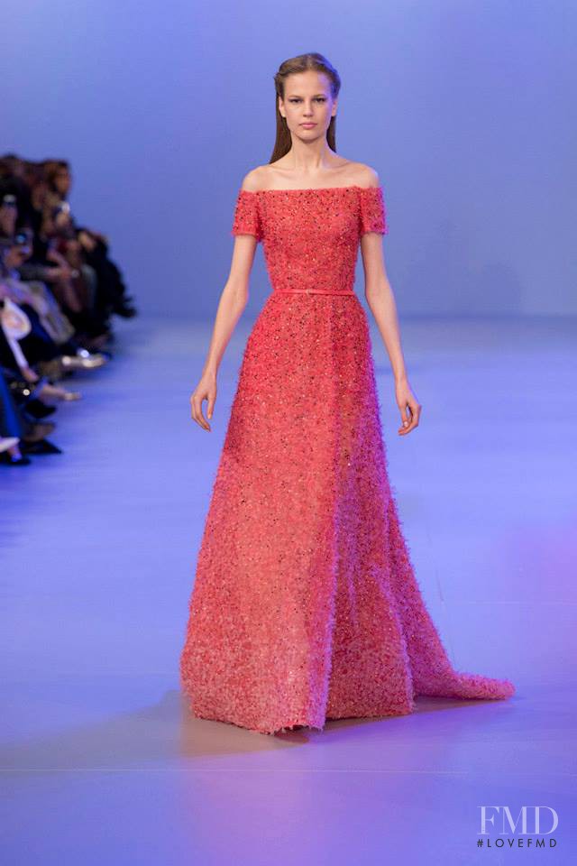 Elisabeth Erm featured in  the Elie Saab Couture fashion show for Spring/Summer 2014