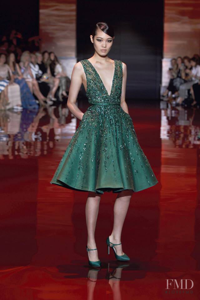 Chiharu Okunugi featured in  the Elie Saab Couture fashion show for Autumn/Winter 2013