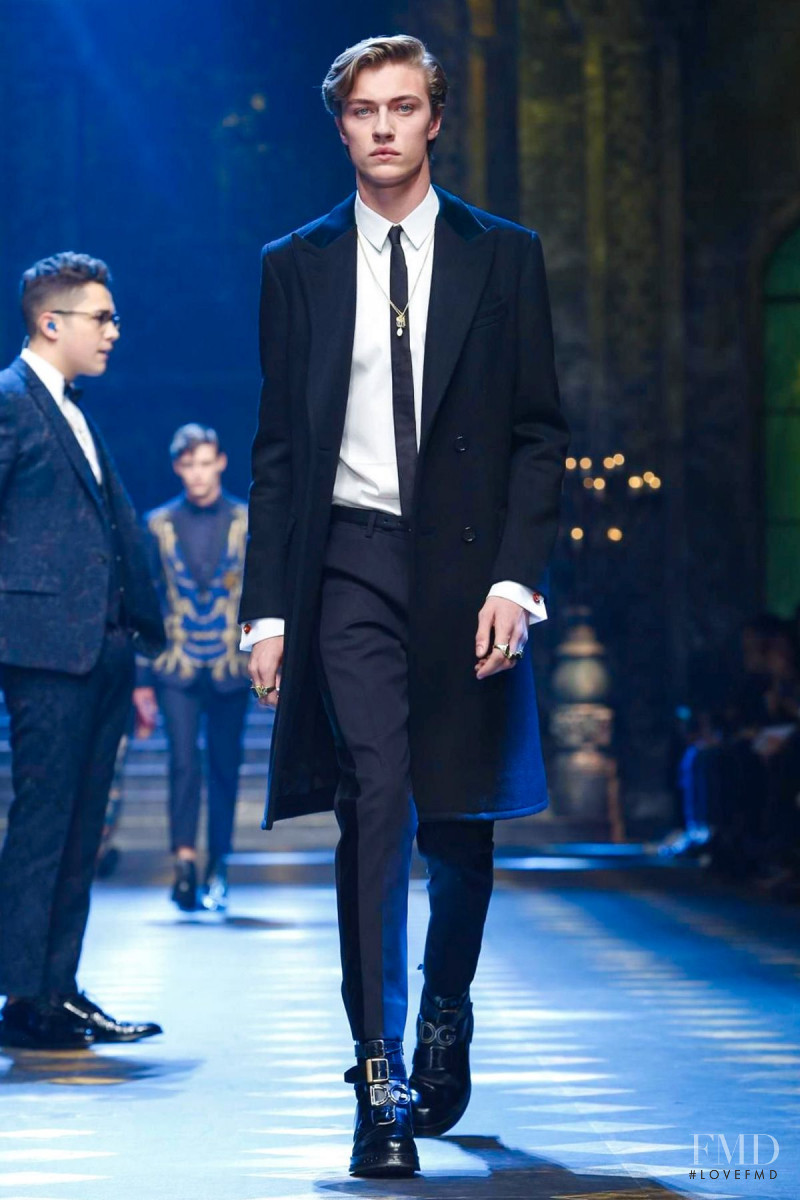 Lucky Blue Smith featured in  the Dolce & Gabbana fashion show for Autumn/Winter 2017