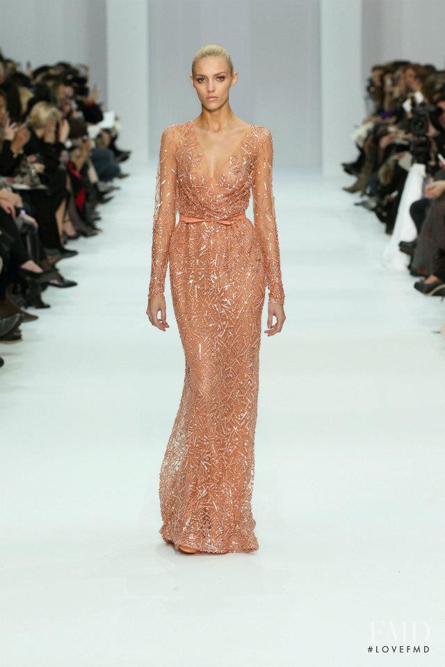 Anja Rubik featured in  the Elie Saab Couture fashion show for Spring/Summer 2012