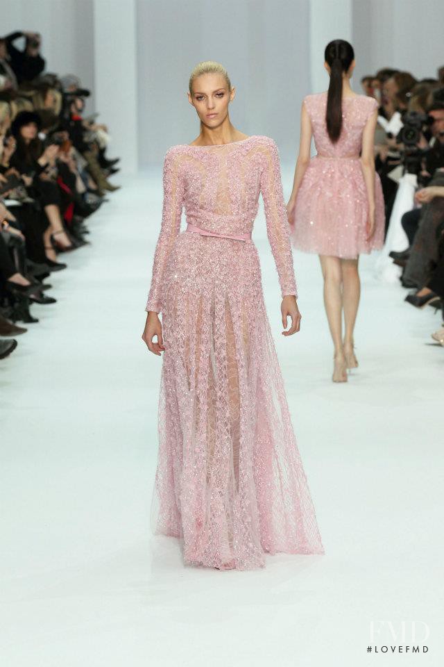 Anja Rubik featured in  the Elie Saab Couture fashion show for Spring/Summer 2012