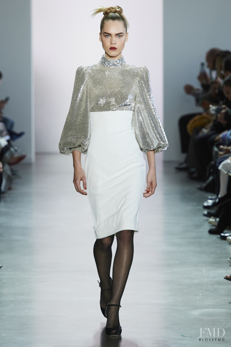 Line Brems featured in  the Badgley Mischka fashion show for Autumn/Winter 2020