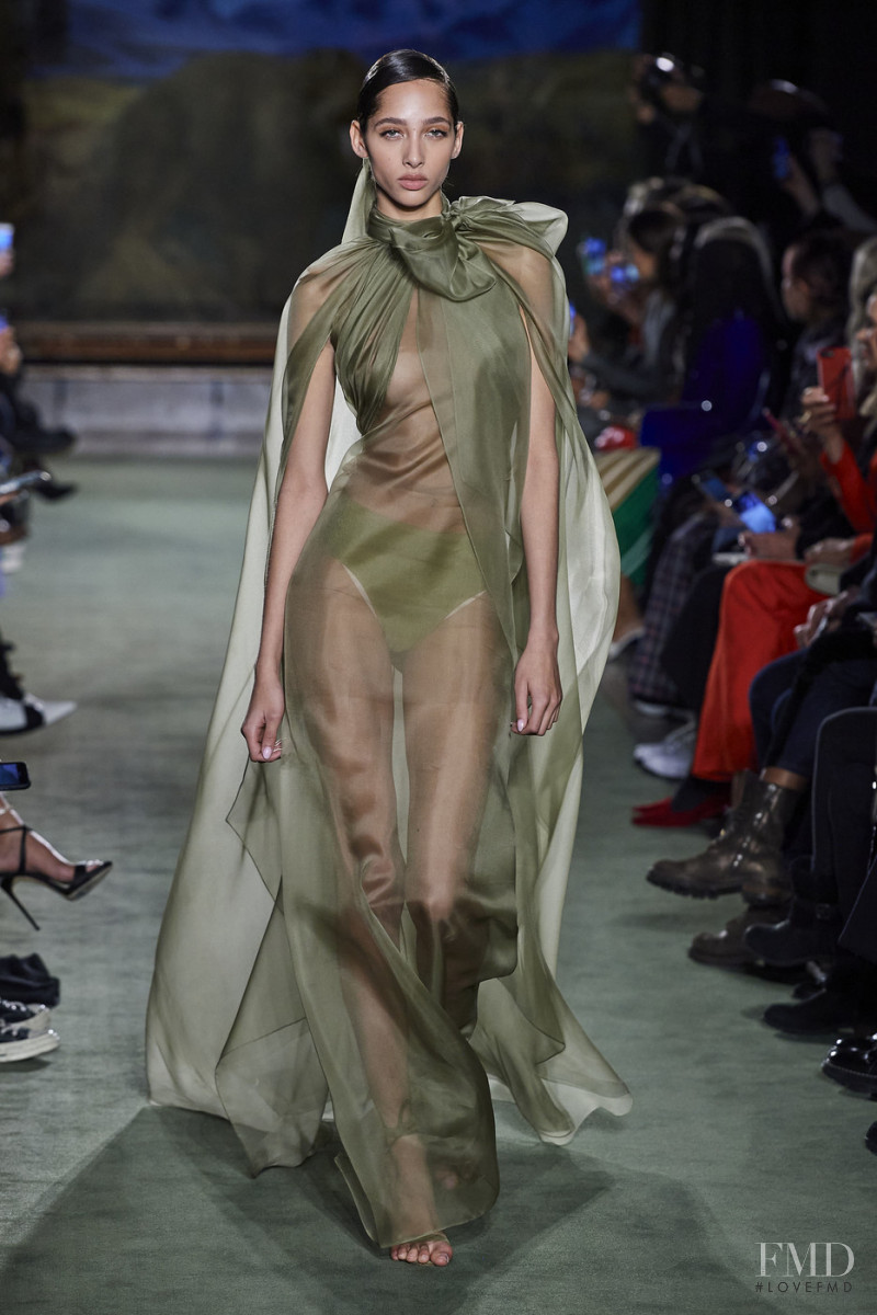Yasmin Wijnaldum featured in  the Brandon Maxwell fashion show for Autumn/Winter 2020