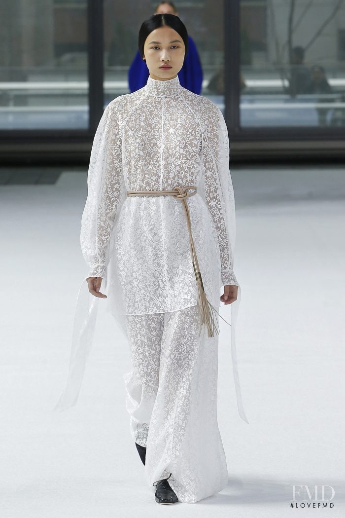 Ning Jinyi featured in  the Carolina Herrera fashion show for Autumn/Winter 2020
