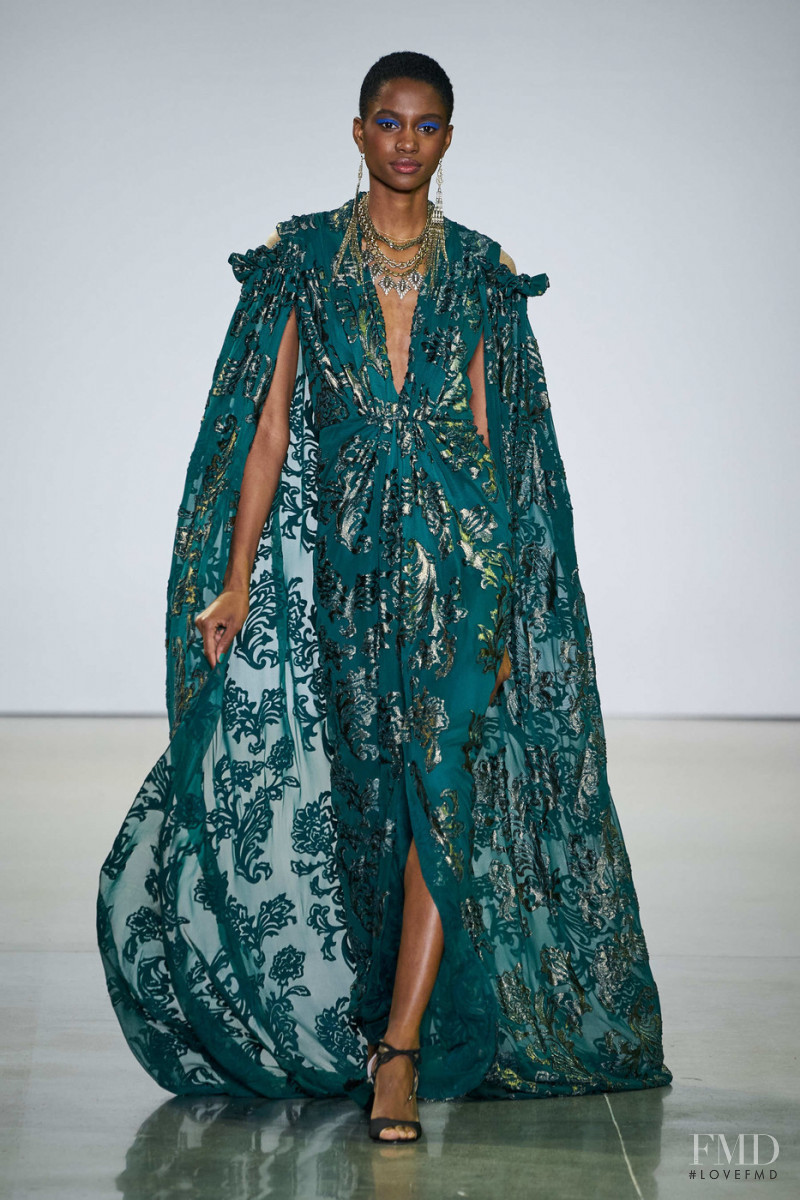 Tara Falla featured in  the Tadashi Shoji fashion show for Autumn/Winter 2020