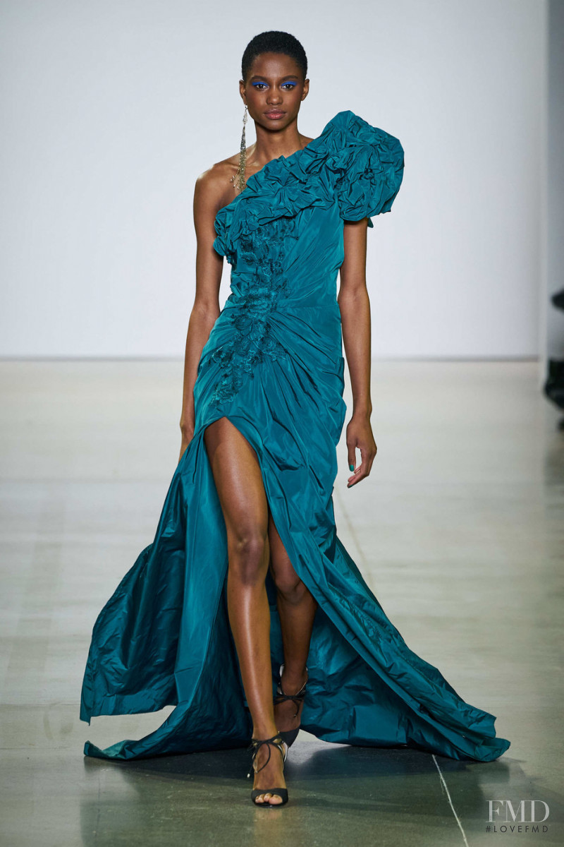 Tara Falla featured in  the Tadashi Shoji fashion show for Autumn/Winter 2020