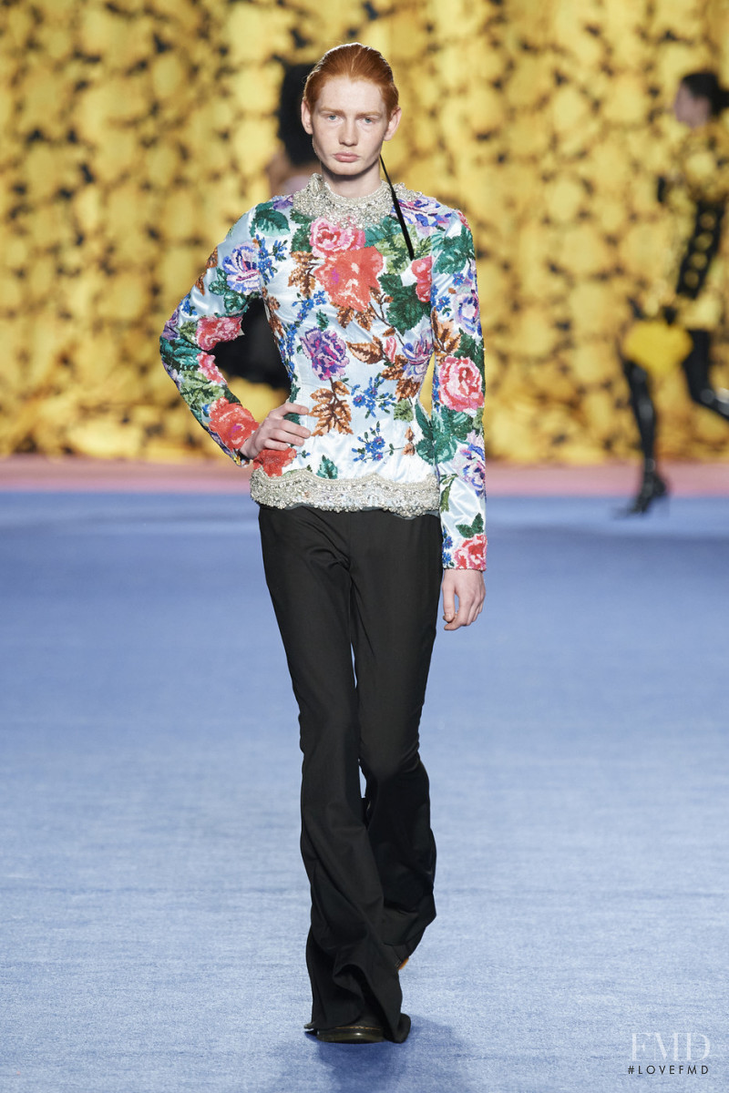 Jayden Geerlinks featured in  the Richard Quinn fashion show for Autumn/Winter 2020