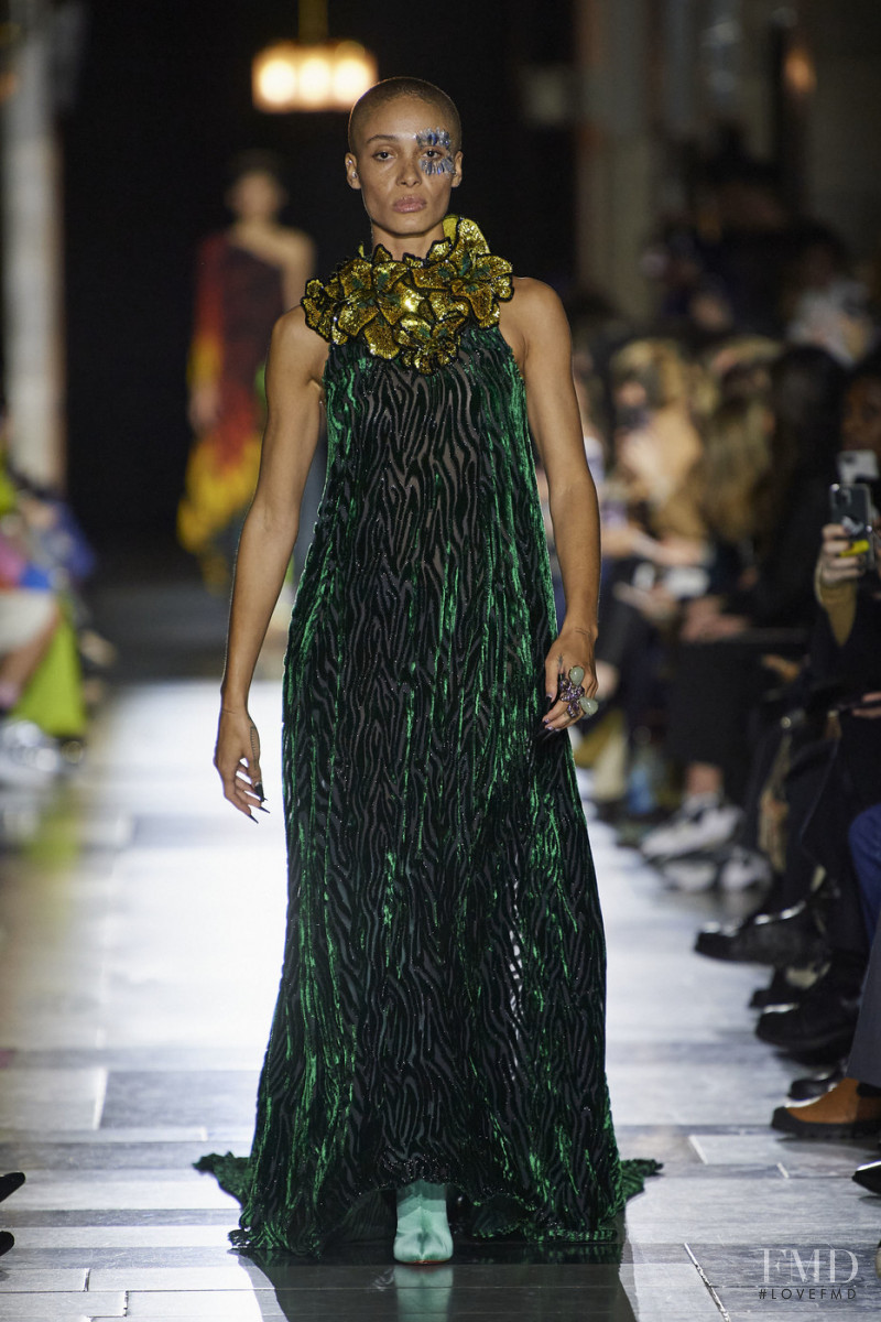 Adwoa Aboah featured in  the Halpern fashion show for Autumn/Winter 2020