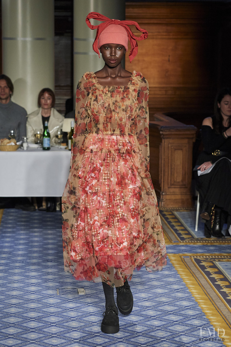 Ajok Madel featured in  the Molly Goddard fashion show for Autumn/Winter 2020