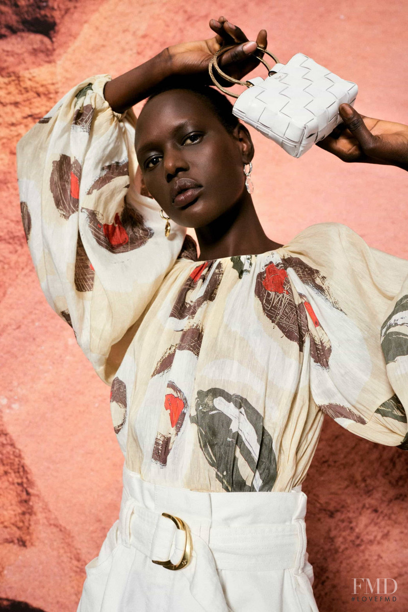 Ajak Deng featured in  the Aje lookbook for Resort 2020