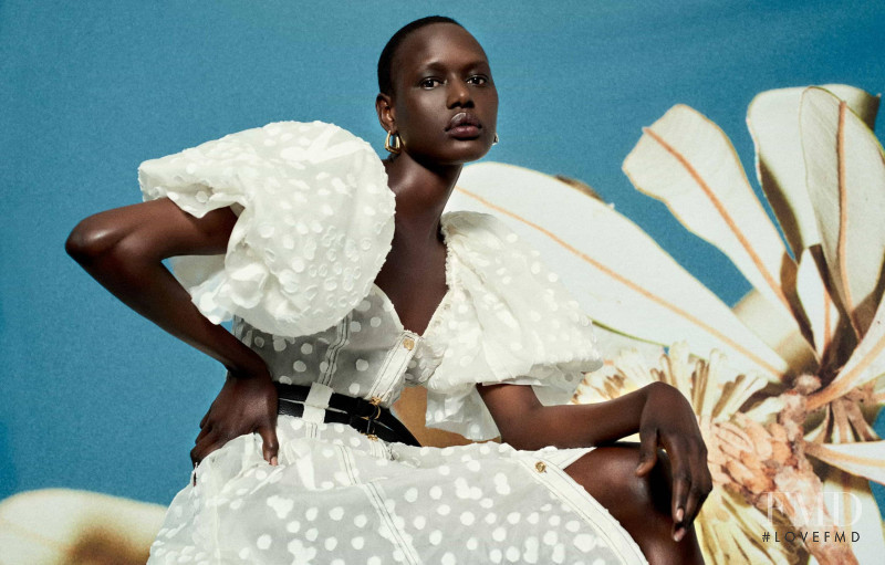 Ajak Deng featured in  the Aje lookbook for Resort 2020