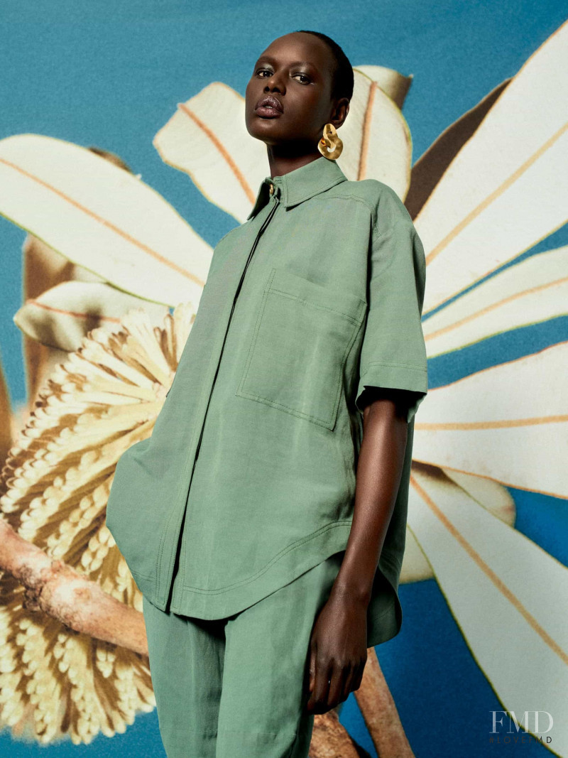 Ajak Deng featured in  the Aje lookbook for Resort 2020