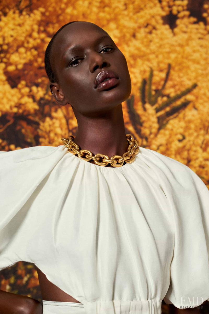 Ajak Deng featured in  the Aje lookbook for Resort 2020