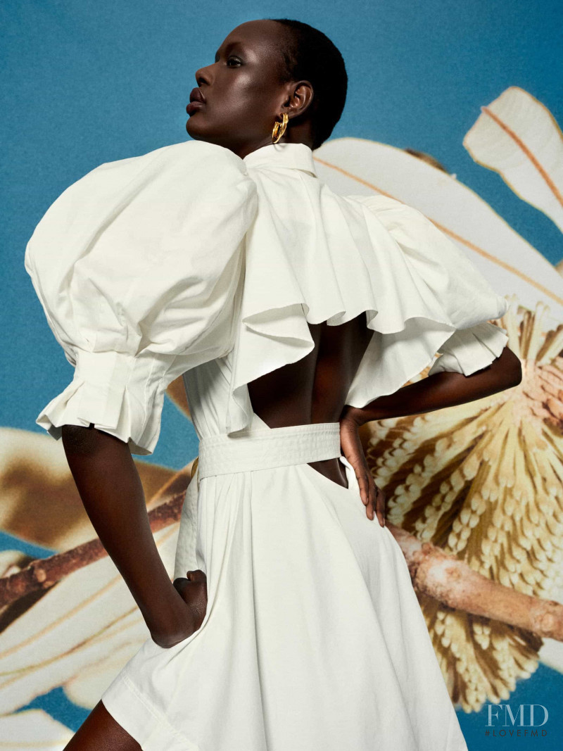 Ajak Deng featured in  the Aje lookbook for Resort 2020