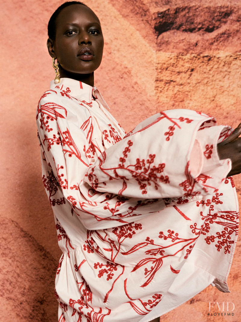 Ajak Deng featured in  the Aje lookbook for Resort 2020