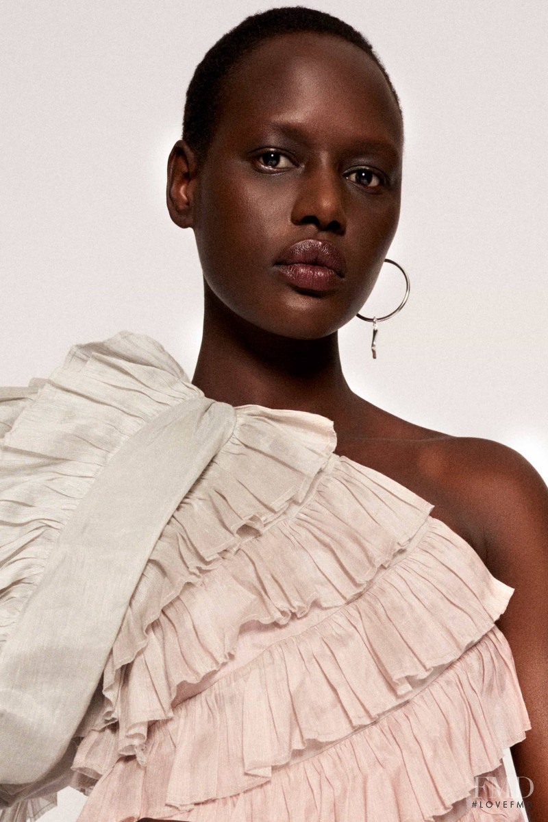 Ajak Deng featured in  the Aje lookbook for Resort 2020