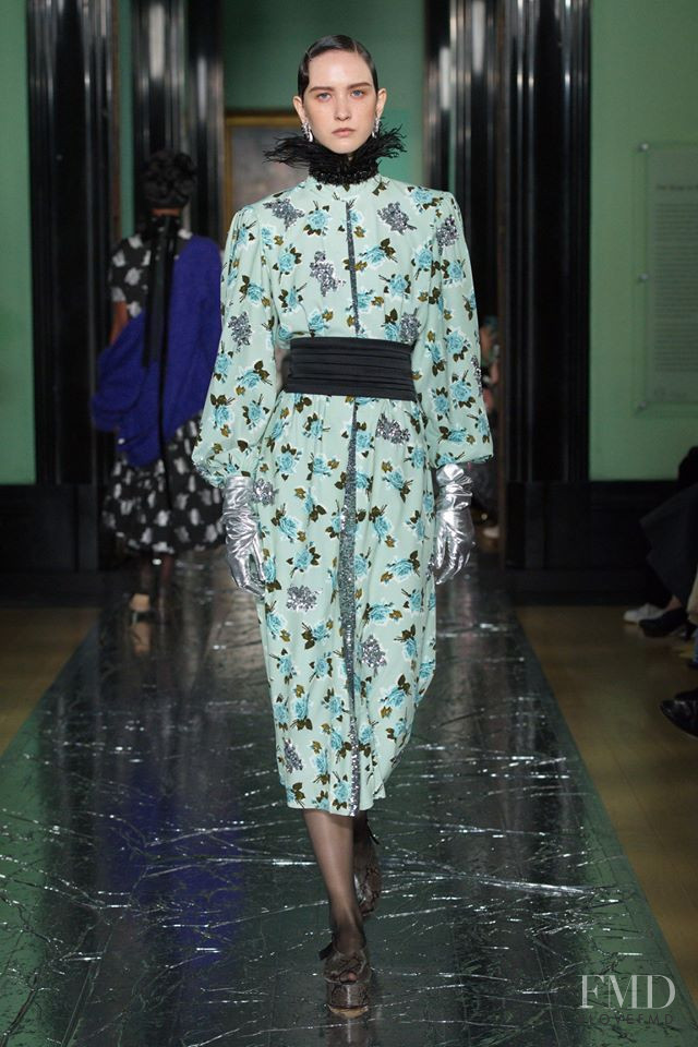 Polina Zavialova featured in  the Erdem fashion show for Autumn/Winter 2020