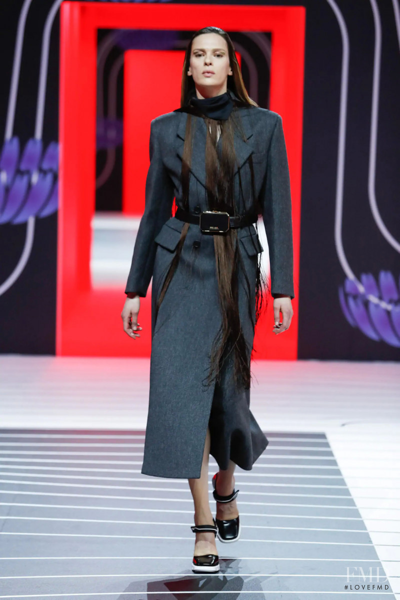 Elise Crombez featured in  the Prada fashion show for Autumn/Winter 2020