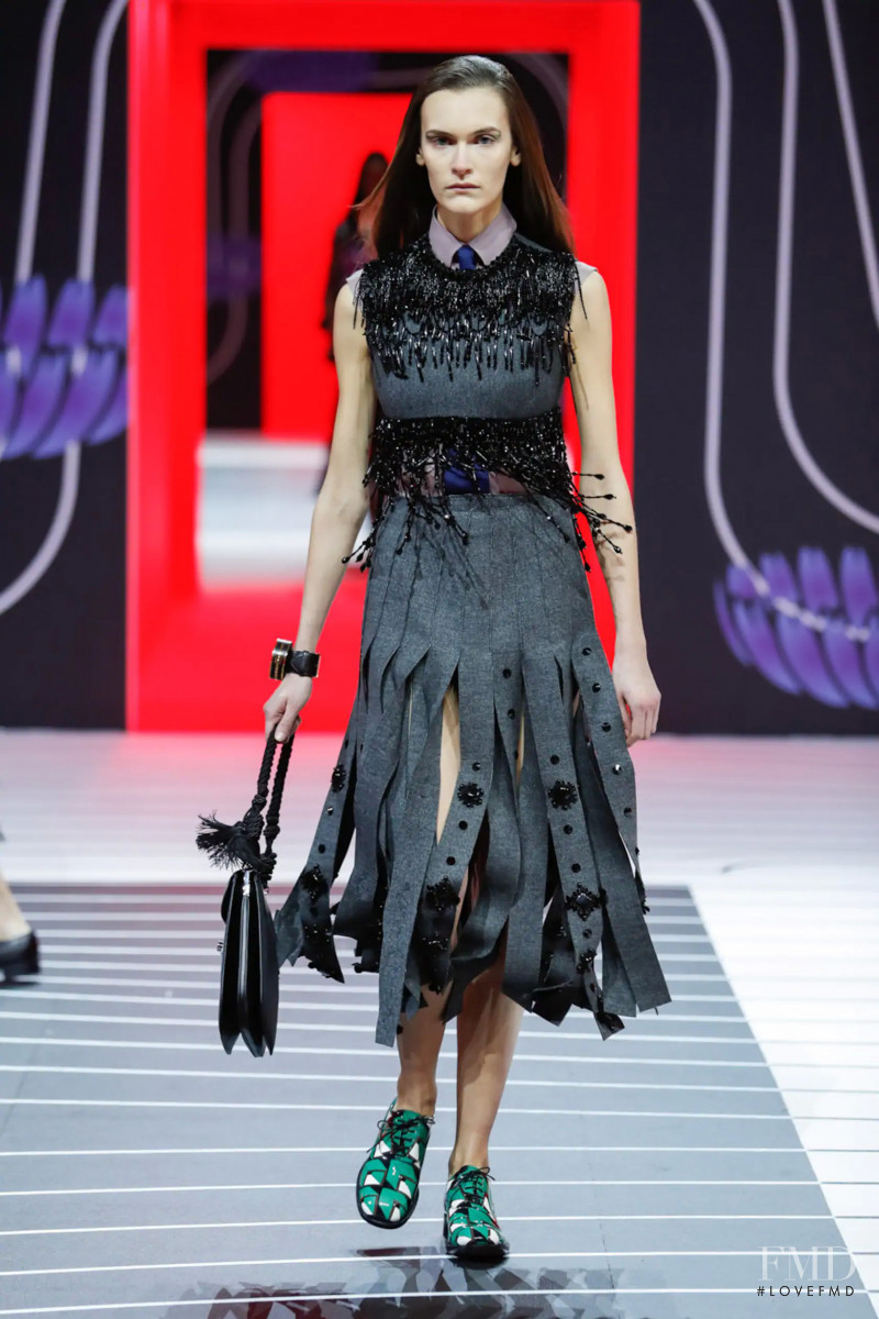 Fia Ljungstrom featured in  the Prada fashion show for Autumn/Winter 2020