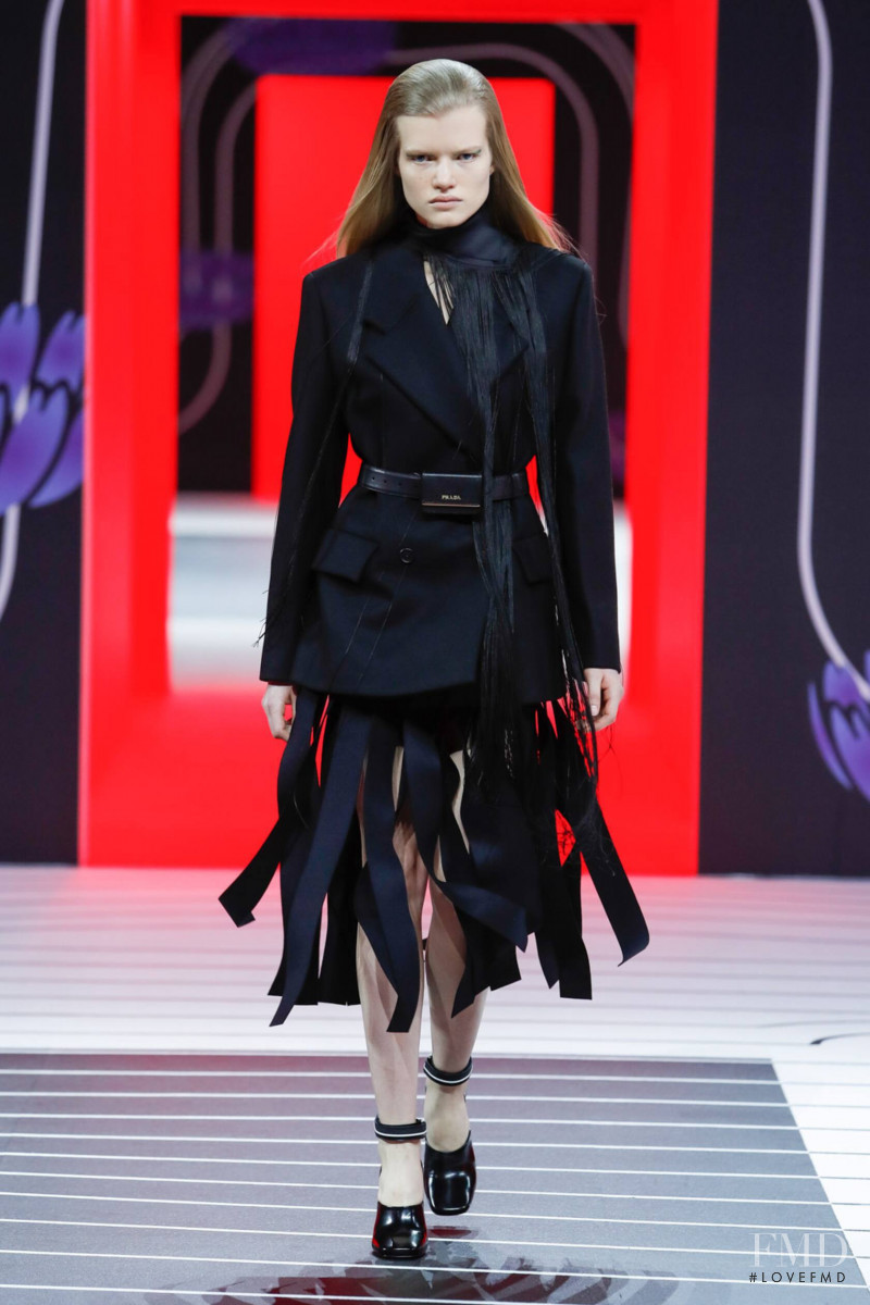 Madeleine Fischer featured in  the Prada fashion show for Autumn/Winter 2020