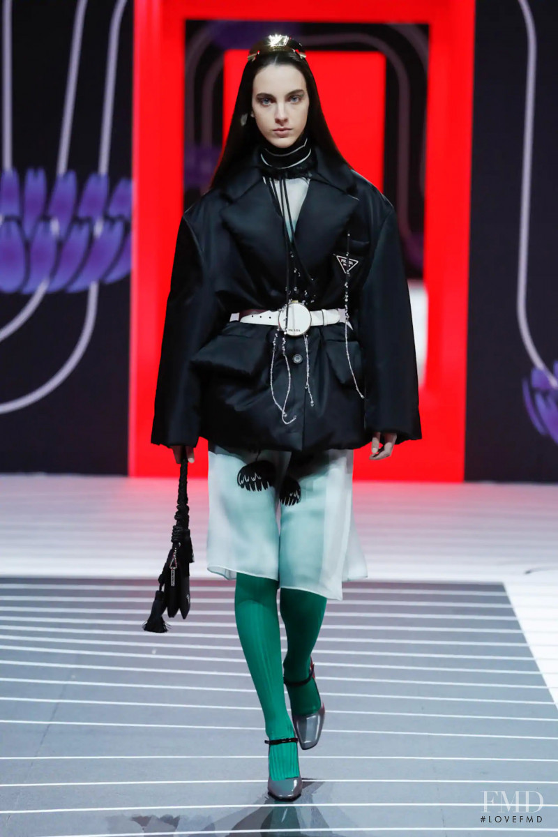 Lenok Chitorok featured in  the Prada fashion show for Autumn/Winter 2020