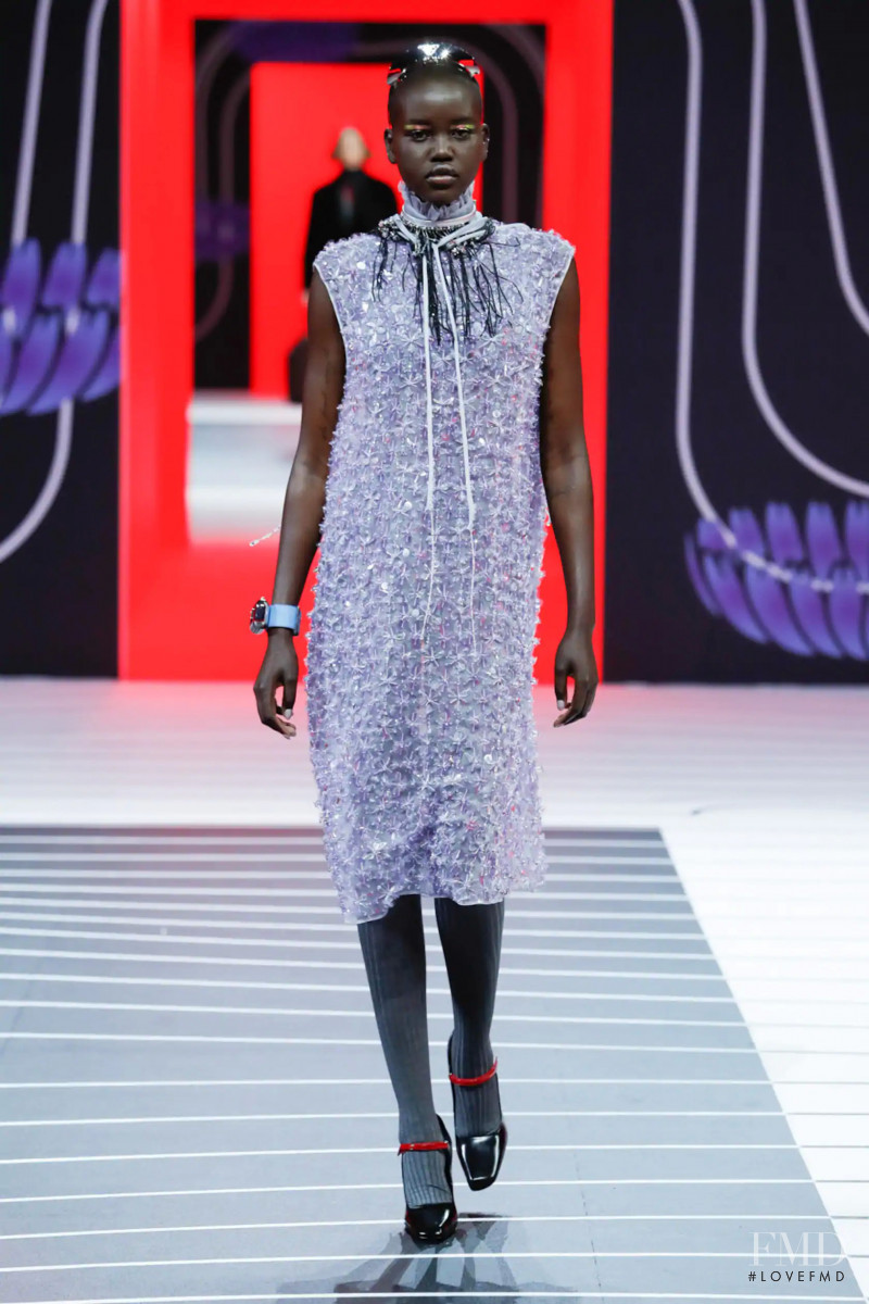 Adut Akech Bior featured in  the Prada fashion show for Autumn/Winter 2020