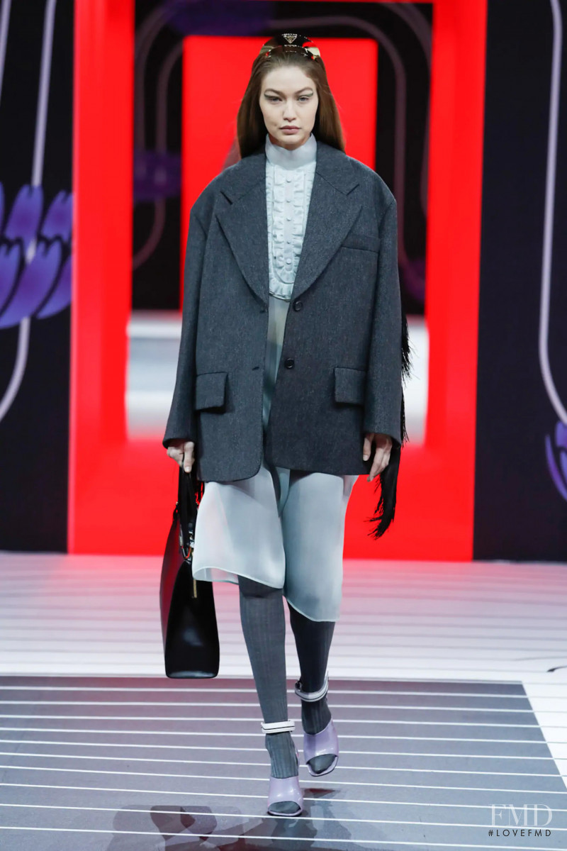Gigi Hadid featured in  the Prada fashion show for Autumn/Winter 2020