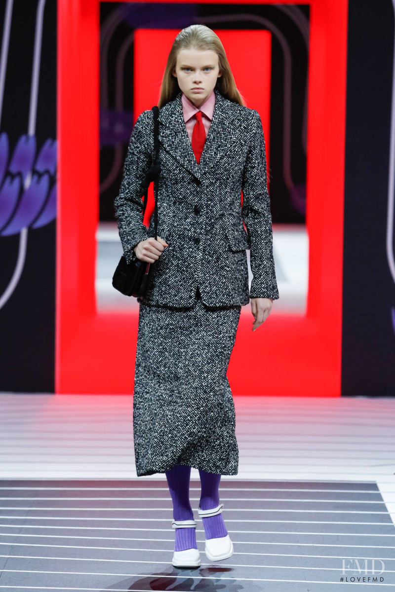 Evie Harris featured in  the Prada fashion show for Autumn/Winter 2020