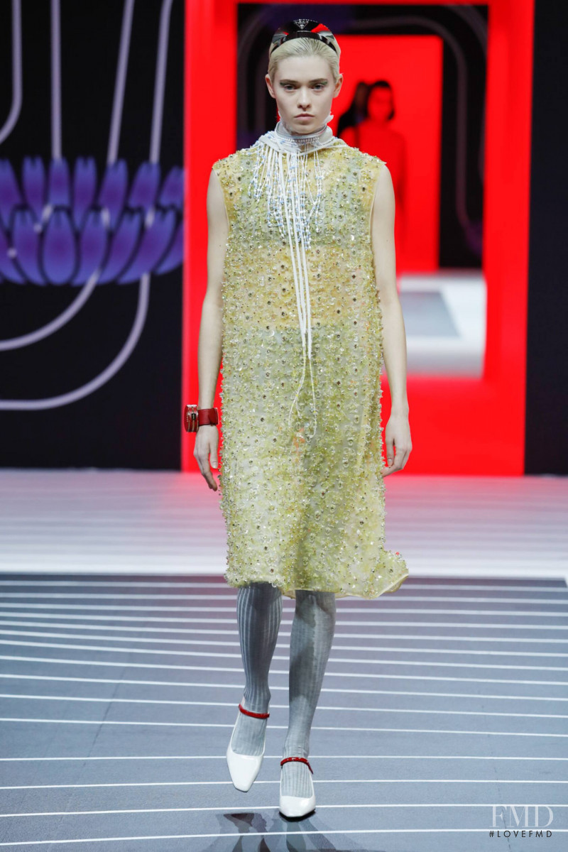 Maike Inga featured in  the Prada fashion show for Autumn/Winter 2020