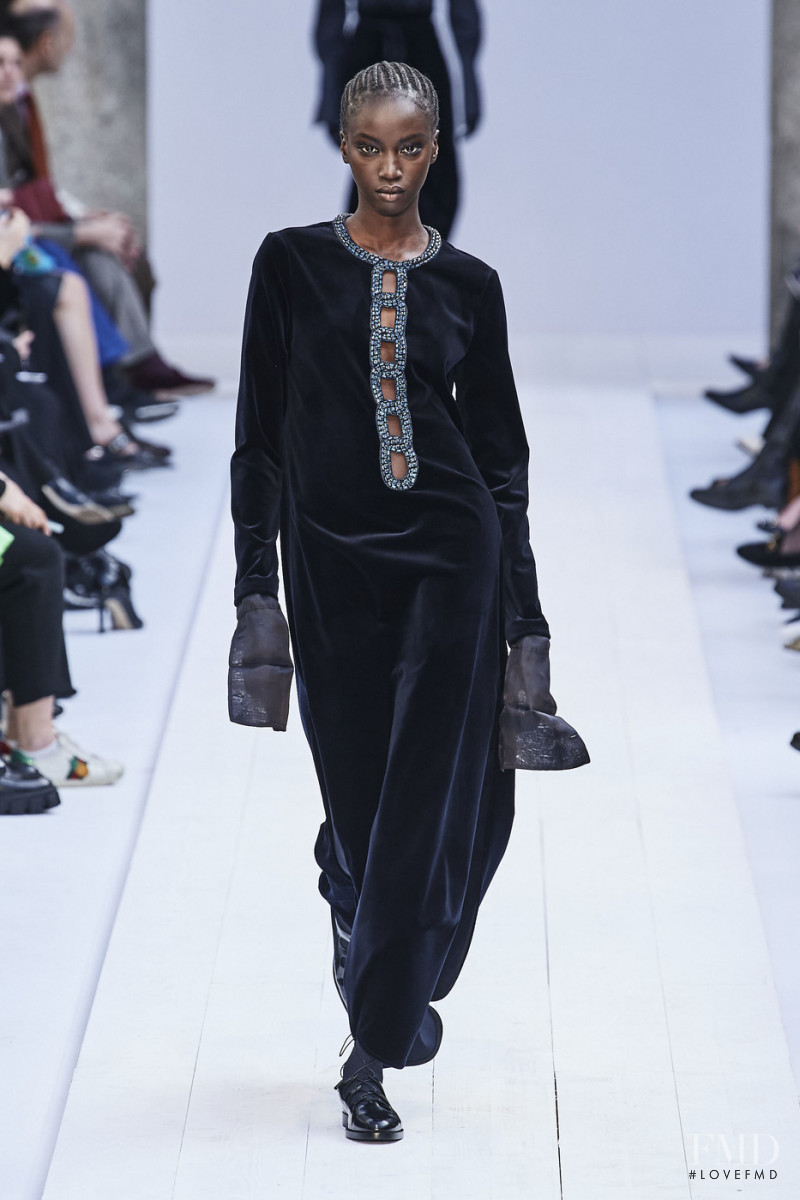 Anok Yai featured in  the Max Mara fashion show for Autumn/Winter 2020