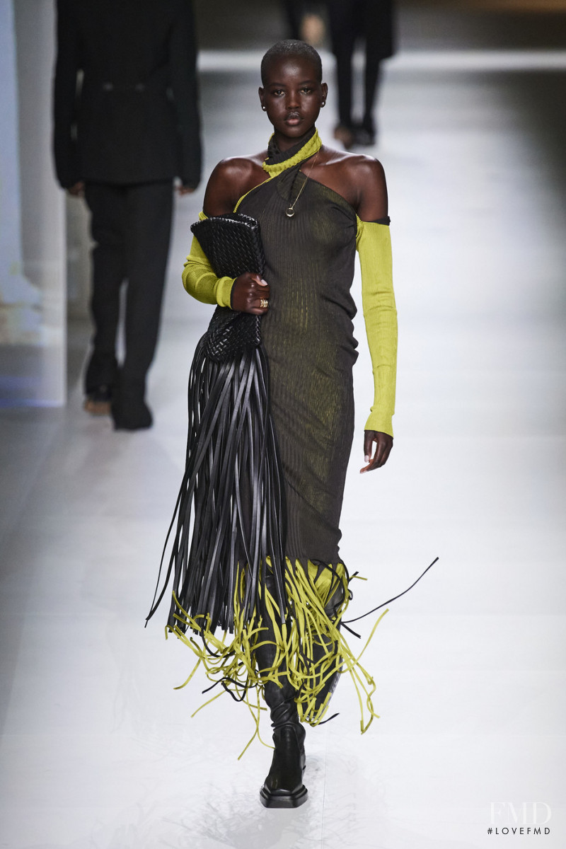 Adut Akech Bior featured in  the Bottega Veneta fashion show for Autumn/Winter 2020