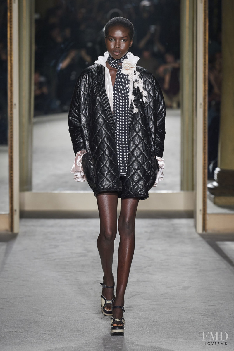 Ajok Madel featured in  the Philosophy di Lorenzo Serafini fashion show for Autumn/Winter 2020