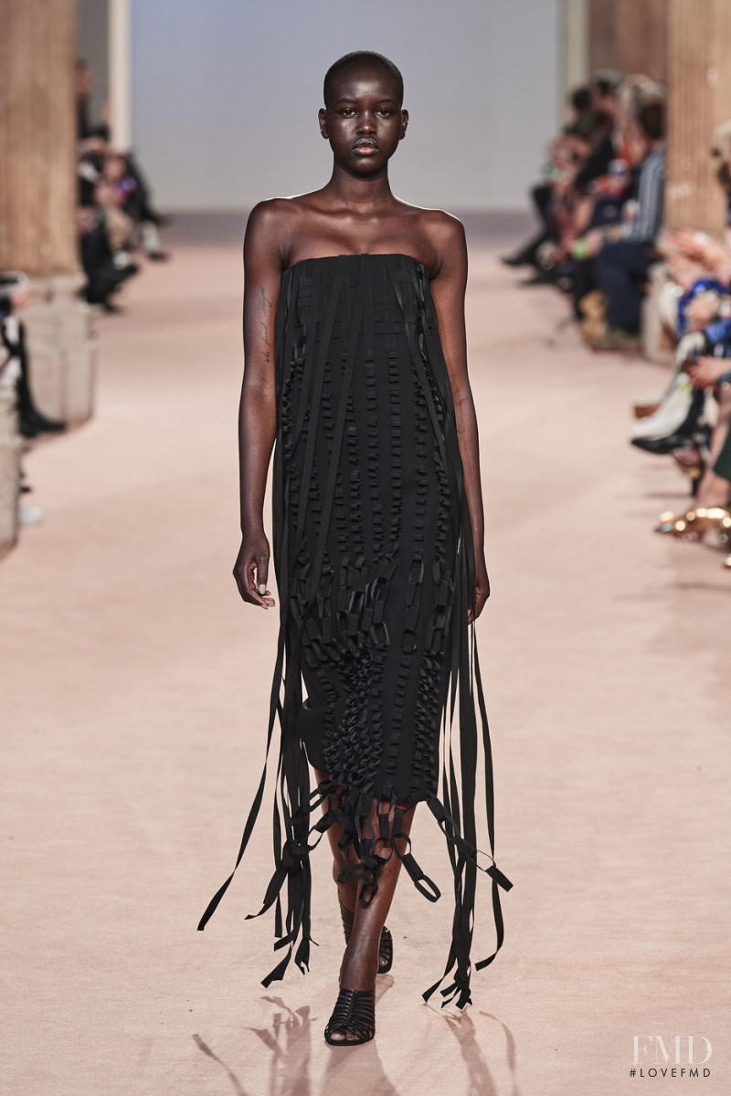 Adut Akech Bior featured in  the Salvatore Ferragamo fashion show for Autumn/Winter 2020