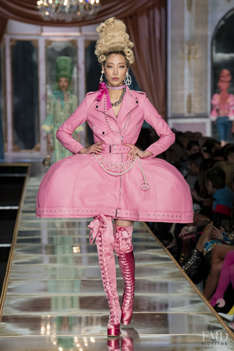 Soo Joo Park featured in  the Moschino fashion show for Autumn/Winter 2020