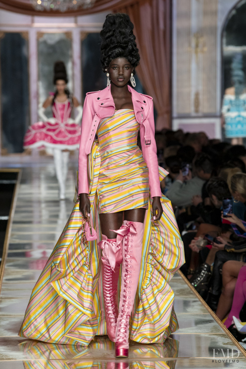 Adut Akech Bior featured in  the Moschino fashion show for Autumn/Winter 2020