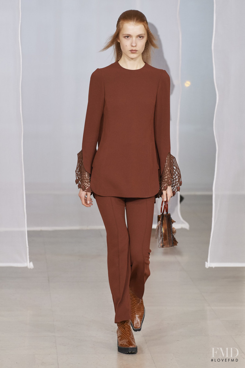 Yeva Podurian featured in  the Mame Kurogouchi fashion show for Autumn/Winter 2020
