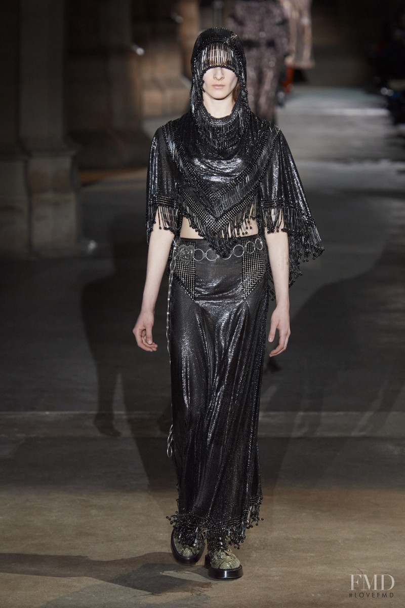 Mica Tosi featured in  the Paco Rabanne fashion show for Autumn/Winter 2020