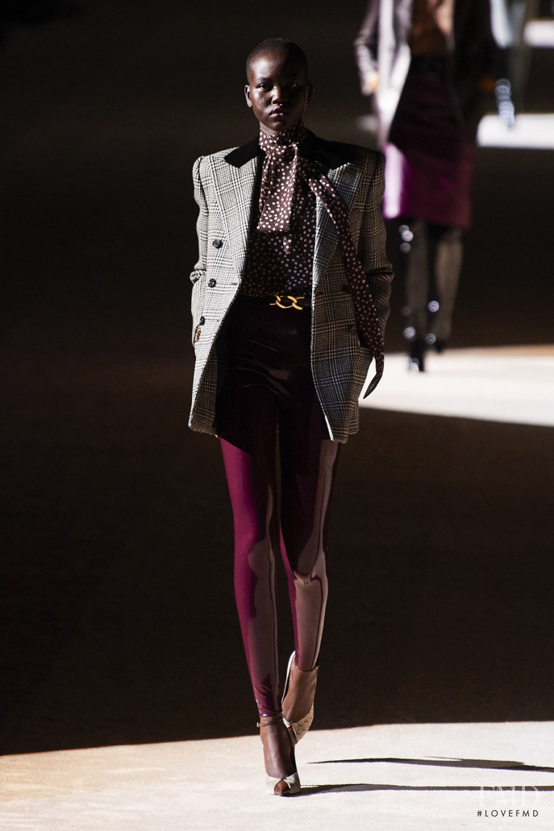 Adut Akech Bior featured in  the Saint Laurent fashion show for Autumn/Winter 2020
