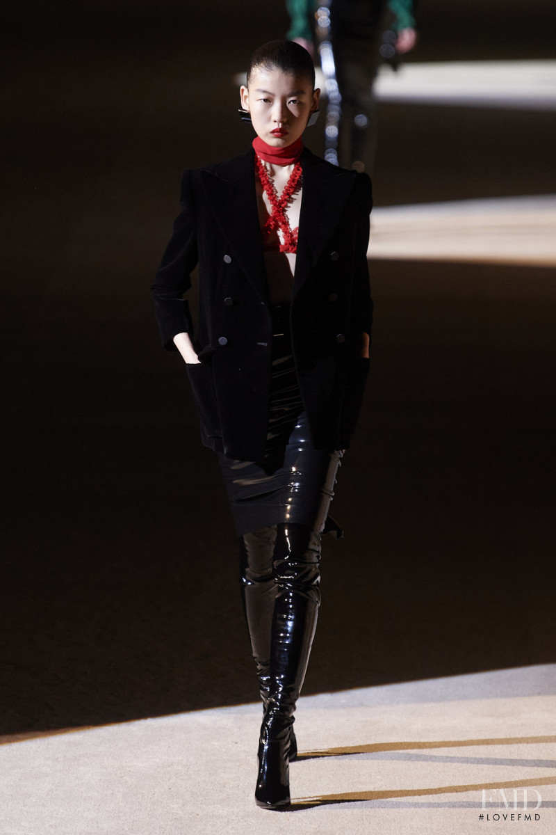 Tang He featured in  the Saint Laurent fashion show for Autumn/Winter 2020