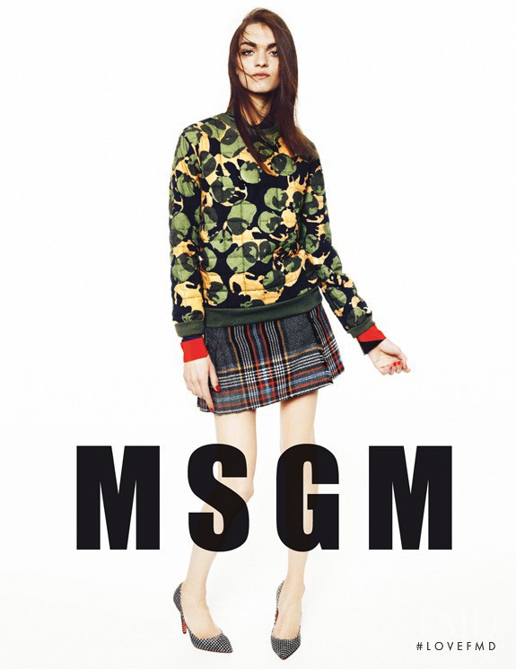 Magda Laguinge featured in  the MSGM advertisement for Autumn/Winter 2013